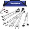 imageWORKPRO 7Piece 3in1 Reversible Ratchet Wrench Set SAE 516quot to 34quot 6Ptampamp 12Ptampamp OpenEnd Wrenches 72Teeth Ratcheting Combination Wrench with Rolling PouchMETRIC