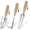 imageWORKPRO Garden Tool Set 3 Pcs Gardening Hand Tools with Wood Handle Weed Puller Crack Weeder Hand Trowel for Planting Digging Weeding Ideal Gardening for Women ampamp Men