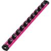 imageWORKPRO Magnetic Socket Organizer Set 3Piece Aluminum Alloy Socket Rail Heavy Duty Socket Holder Socket Rack Kit 14Inch x 12 Clips 38Inch x 10 Clips 12Inch x 10 Clips BlueRose Red