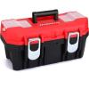 imageWORKPRO Tool Box Portable 16quot with Removable Tray Heavy Duty Toolbox with 2 Metal Latches Rated up to 33 Lbs PP Plastic Small Tool Boxes with Lock Secured Small Parts Organizer in Lid black ampamp red
