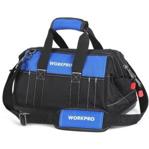 imageWORKPRO 16inch Wide Mouth Tool Bag with Water Proof Molded BaseBlackBlue