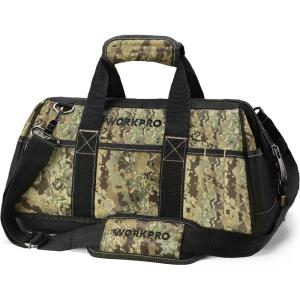 imageWORKPRO 16inch Wide Mouth Tool Bag with Water Proof Molded BaseCamo