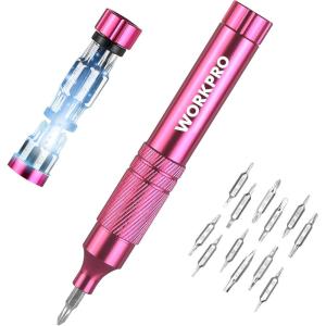 imageWORKPRO 24in1 Precision Screwdriver Sets Pen Style Manual Screw driver 24 pcs Tough S2 Steel Small Screwdriver Bits Ideal for Eyeglass Watch Laptop Phone Jewelry and Electronic BluePink
