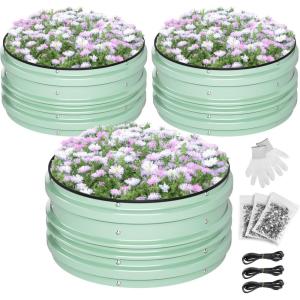 imageWORKPRO 3Pcs 2x2x1ft Galvanized Raised Garden Bed Set Rust ampamp Corrosion Protection Easy Assembly Safe Edge Ideal for Vegetables ampamp Flowers GreenGreen