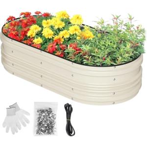 imageWORKPRO 4x2x1ft Galvanized Raised Garden Bed Set Rust ampamp Corrosion Protection Easy Assembly Safe Edge Ideal for Vegetables ampamp Flowers GreenWhite