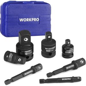 imageWORKPRO 7 Pieces Impact Socket Adapter Set Includes 3 Pieces 14quot Hex Shank Drill Extension Set 14quot 38quot and 12quot and 4 Pieces Impact Socket Adapter and Reducer Set7pc