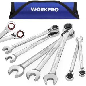 imageWORKPRO 7Piece 3in1 Reversible Ratchet Wrench Set SAE 516quot to 34quot 6Ptampamp 12Ptampamp OpenEnd Wrenches 72Teeth Ratcheting Combination Wrench with Rolling PouchMETRIC