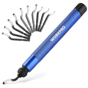imageWORKPRO Deburring Tool with 11 Extra High Speed Steel Swivel Blades  360 Degree Rotary Head Deburring Tool for Metal Resin Aluminum Copper Plastic 3D Printing Wood