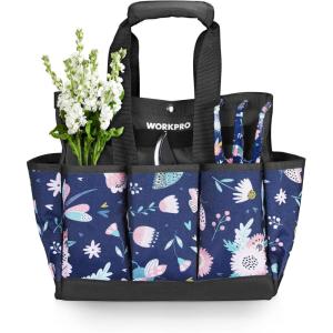 imageWORKPRO Garden Tool Bag 8 Pockets Gardening Bag Heavy Duty Oxford Garden Tote Caddy Tools NOT Included 12quot x 12quot x 6quotBlue Insects