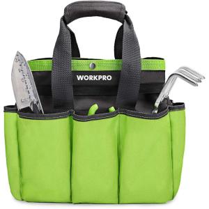 imageWORKPRO Garden Tool Bag 8 Pockets Gardening Bag Heavy Duty Oxford Garden Tote Caddy Tools NOT Included 12quot x 12quot x 6quotGreen