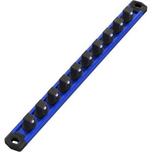 imageWORKPRO Magnetic Socket Organizer Set 3Piece Aluminum Alloy Socket Rail Heavy Duty Socket Holder Socket Rack Kit 14Inch x 12 Clips 38Inch x 10 Clips 12Inch x 10 Clips BlueBlue