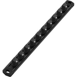 imageWORKPRO Magnetic Socket Organizer Set 3Piece Aluminum Alloy Socket Rail Heavy Duty Socket Holder Socket Rack Kit 14Inch x 12 Clips 38Inch x 10 Clips 12Inch x 10 Clips BlueBlack