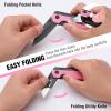 imageWORKPRO 2in1 Folding KnifeUtility Knife  Gifts for Dad QuickChange Box Cutter with Belt Clip and Liner Lock Extra 10 SK5 Blades IncludedPink G10