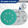 imageWORKPRO 150piece Premium Sanding Discs Set 5quot 8Hole Polyester Film Hook and Loop Sandpaper 10 Grades Include 60 80 100 120 150180 240 320 400 600 Grits for Random Orbital Sander Green150