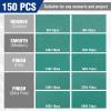 imageWORKPRO 150piece Premium Sanding Discs Set 5quot 8Hole Polyester Film Hook and Loop Sandpaper 10 Grades Include 60 80 100 120 150180 240 320 400 600 Grits for Random Orbital Sander Green150