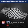 imageWORKPRO 22Piece Ratcheting Combination Wrench Set 72 Teeth Combo Ratchet Wrenches Set with Organizer Box Metric 618mm ampamp SAE 1434quotFlexhead  Polished