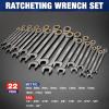 imageWORKPRO 22Piece Ratcheting Combination Wrench Set 72 Teeth Combo Ratchet Wrenches Set with Organizer Box Metric 618mm ampamp SAE 1434quotRegular  Nickel Plating