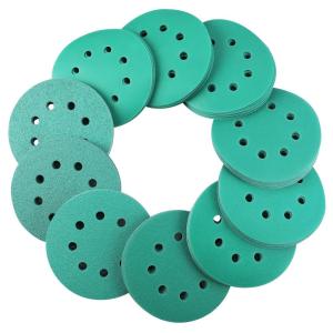 imageWORKPRO 150piece Premium Sanding Discs Set 5quot 8Hole Polyester Film Hook and Loop Sandpaper 10 Grades Include 60 80 100 120 150180 240 320 400 600 Grits for Random Orbital Sander Green150