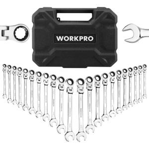 imageWORKPRO 22Piece Ratcheting Combination Wrench Set 72 Teeth Combo Ratchet Wrenches Set with Organizer Box Metric 618mm ampamp SAE 1434quotFlexhead  Polished