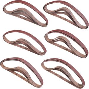 imageWORKPRO 24 Pack 12 x 18 Inch Sanding Belts Aluminum Oxide Abrasive Belts 4 Each of 406080120180240 Grits Belt Sander Tool for Woodworking Metal Polishing Red12x18 inch
