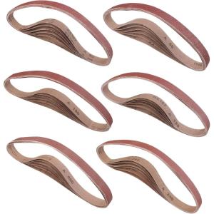 imageWORKPRO 24 Pack 12 x 18 Inch Sanding Belts Aluminum Oxide Abrasive Belts 4 Each of 406080120180240 Grits Belt Sander Tool for Woodworking Metal Polishing Red1x30 inch