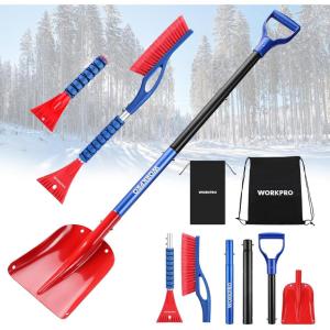 imageWORKPRO 3Piece Snow Removal Kit 47quot Detachable Snow Shovel 27quot 2in1 Ice Scraper ampamp Snow Brush Tool Separate Snow Scraper for Car Truck Driveway and Winter Conditions Storage Bag IncludedSnow ShovelIce ScraperSnow Brush