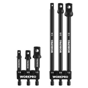 imageWORKPRO 9Piece Socket Adapter Extension Set 14 38 12Inch Drive 14Inch Hex Shank Impact Grade Extension Bit With Holder For Power Drill ampamp Impact Driver6Piece