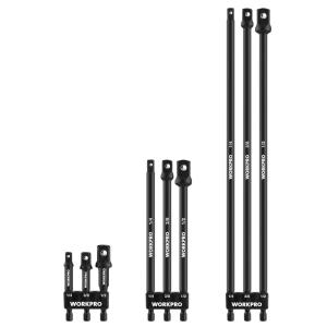 imageWORKPRO 9Piece Socket Adapter Extension Set 14 38 12Inch Drive 14Inch Hex Shank Impact Grade Extension Bit With Holder For Power Drill ampamp Impact Driver9Piece