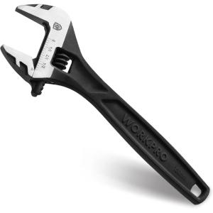 imageWORKPRO Adjustable Wrench 10inch Heavy Duty Spanner with InchMetric Scale Premium CrV Steel Chrome PlatedBlack