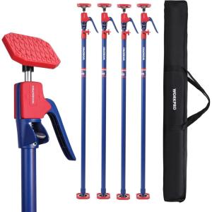 imageWORKPRO Cabinet Jack Support Pole 54114 Inches Steel Telescopic Quick Support Rod Adjustable 3rd Hand Support System with 154 lbs Capacity for Cabinet Jack Drywall Jackampamp Cargo Bars 4Pack