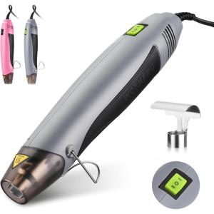 imageWORKPRO Heat Gun 400W Mini Hot Air Gun with Reflector Nozzle 2 Temp Settings 482250842450 and 59ft Long Cable Overload Protection for Craft Embossing Shrink Wrapping PVC Drying PaintGrey