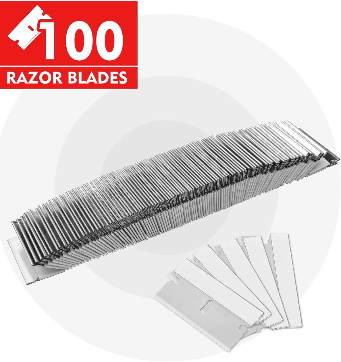 imageWORKPRO 100Pack Single Razor Edge Blades Industrial Scraper Razor Blades High Carbon Steel One Edge Razor Blades100pc