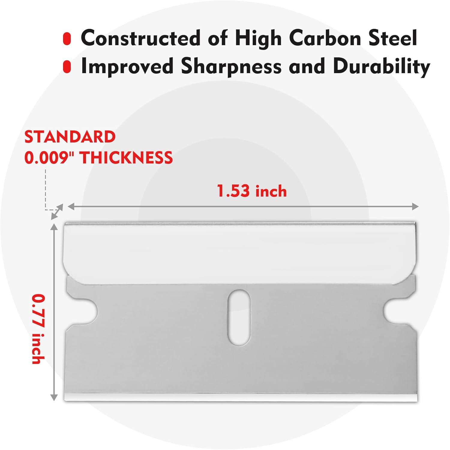 imageWORKPRO 100Pack Single Razor Edge Blades Industrial Scraper Razor Blades High Carbon Steel One Edge Razor Blades100pc