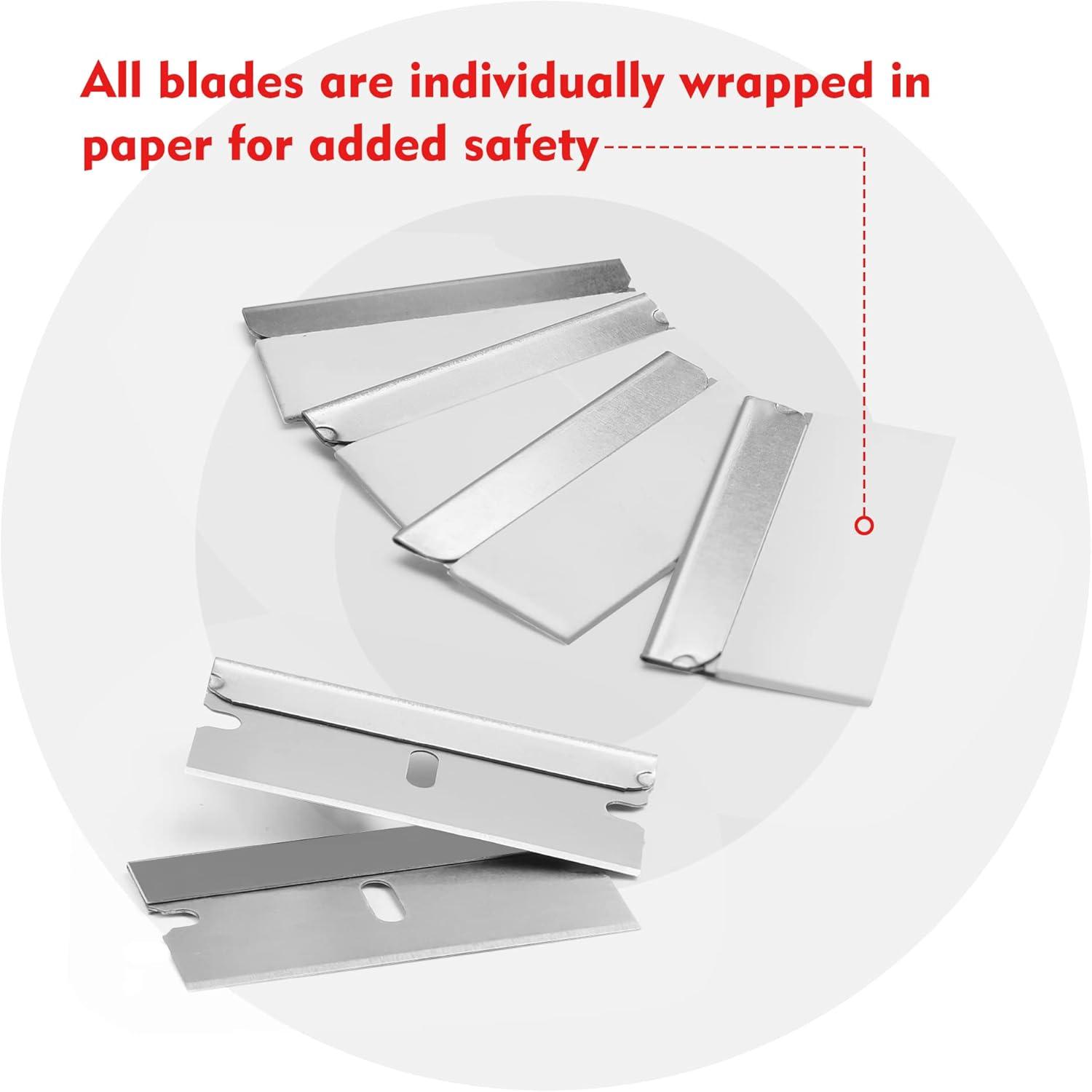 imageWORKPRO 100Pack Single Razor Edge Blades Industrial Scraper Razor Blades High Carbon Steel One Edge Razor Blades100pc
