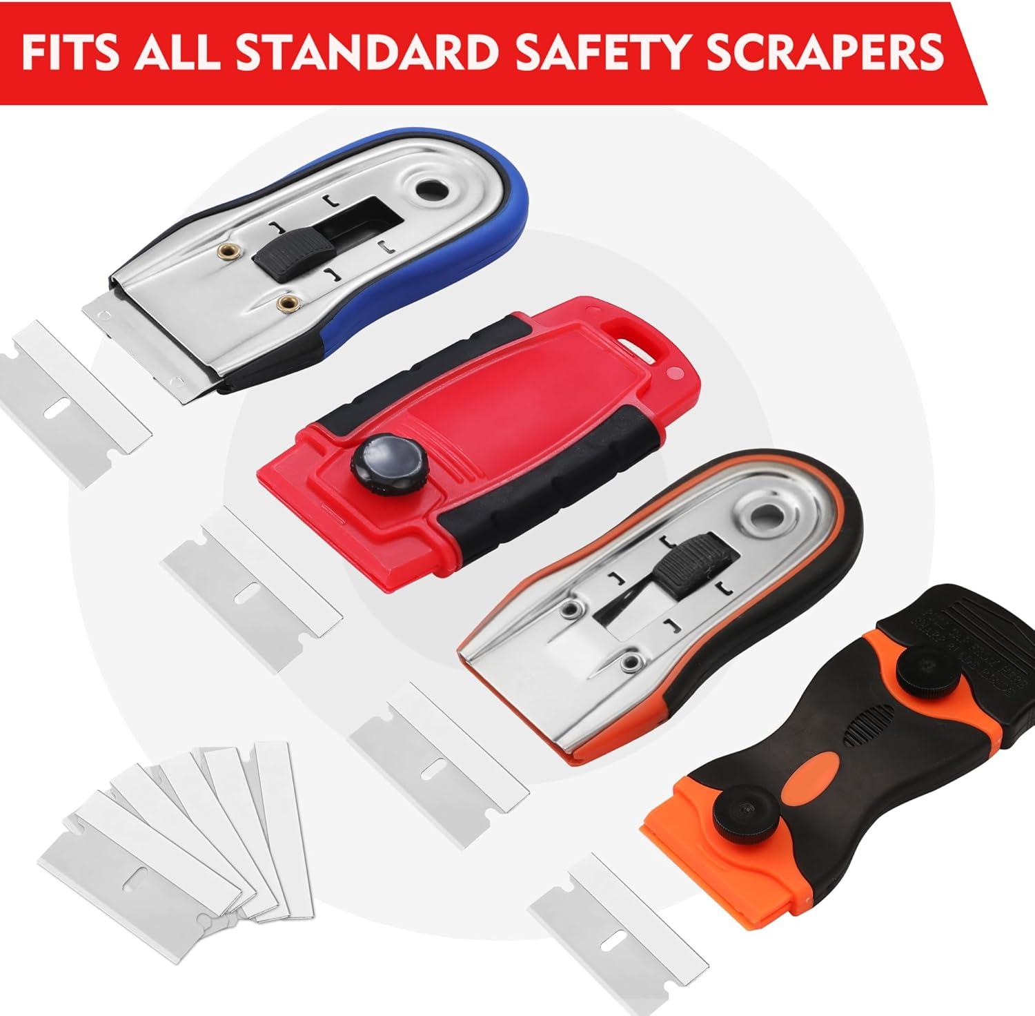 imageWORKPRO 100Pack Single Razor Edge Blades Industrial Scraper Razor Blades High Carbon Steel One Edge Razor Blades200pc