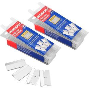 imageWORKPRO 100Pack Single Razor Edge Blades Industrial Scraper Razor Blades High Carbon Steel One Edge Razor Blades200pc