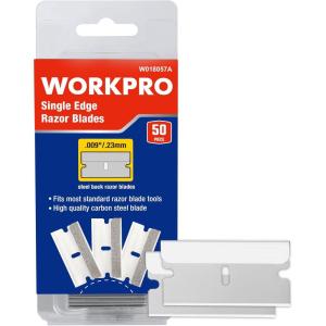 imageWORKPRO 100Pack Single Razor Edge Blades Industrial Scraper Razor Blades High Carbon Steel One Edge Razor Blades50pc