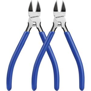 imageWORKPRO 2 Pack Wire Cutters 6 Inch Precision Flush Cutters Spring Loaded Side Cutting Pliers Sharp Diagonal Cutters for Crafts Jewelry Making Electronics