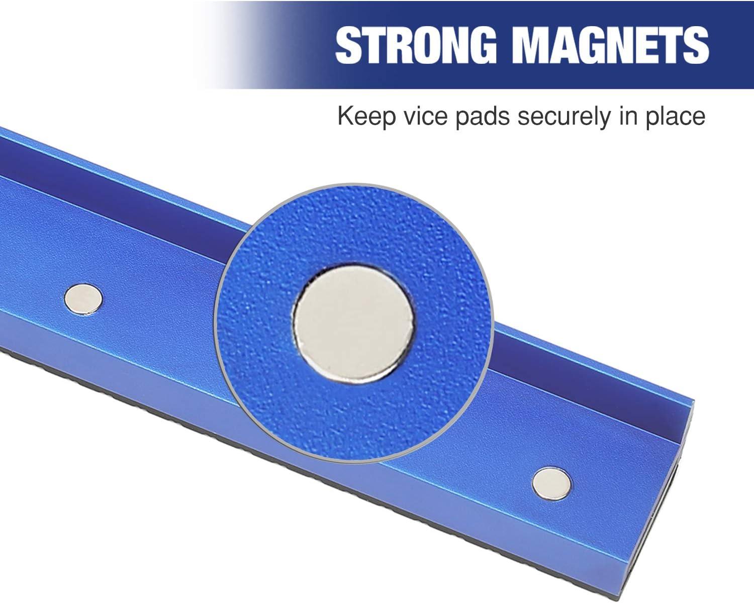 imageWORKPRO 2Pair Vise Jaw Pads 6 inch ampamp 55 inch Magnetic Vice Jaw Covers Protectors 512 inch MultiGroove Jaw Pads and 6 inch Aluminum Pads Set