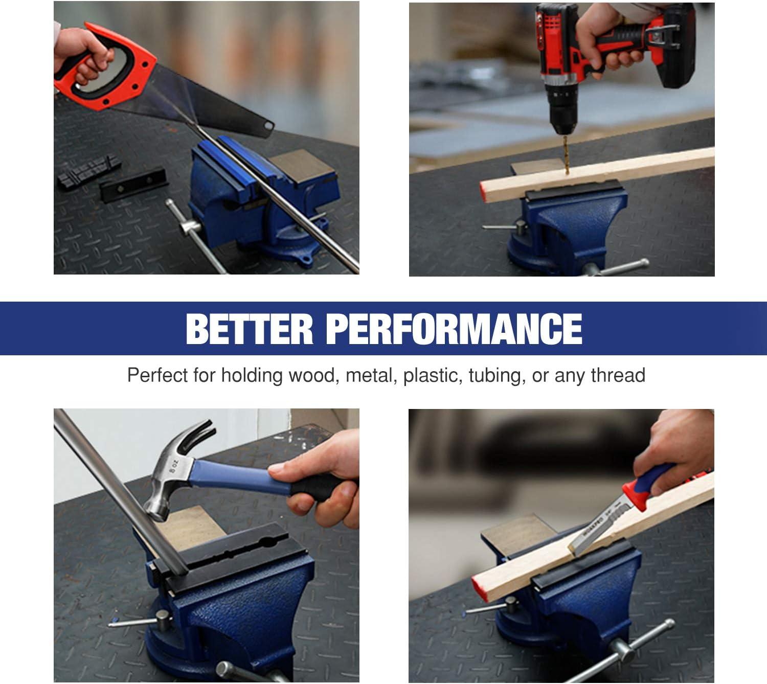 imageWORKPRO 2Pair Vise Jaw Pads 6 inch ampamp 55 inch Magnetic Vice Jaw Covers Protectors 512 inch MultiGroove Jaw Pads and 6 inch Aluminum Pads Set