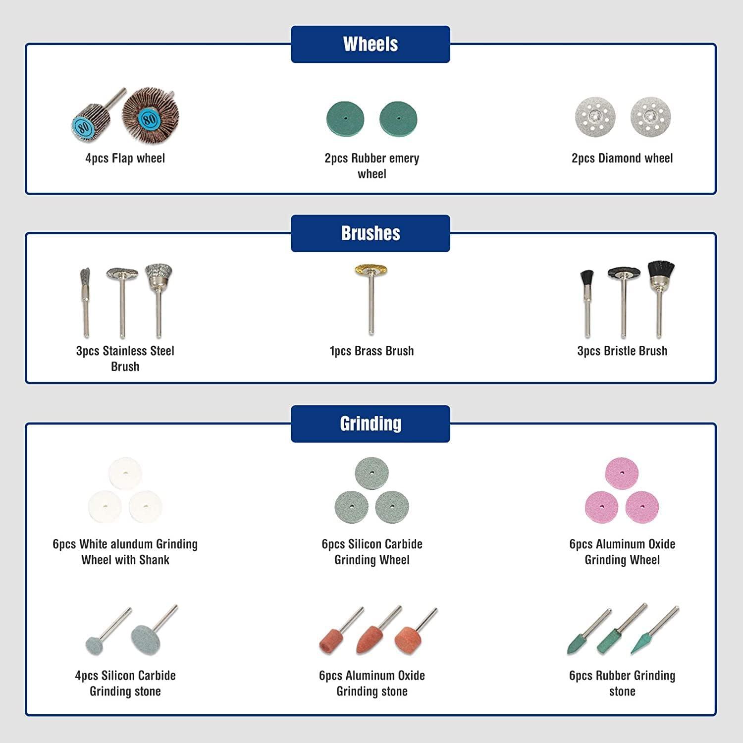 imageWORKPRO 476PCS Rotary Tool Accessories Kit Rotary Tool Bits for Easy Cutting Sanding Grinding Carving Polishing Drilling and Engraving276Piece Rotary Tool Attachments