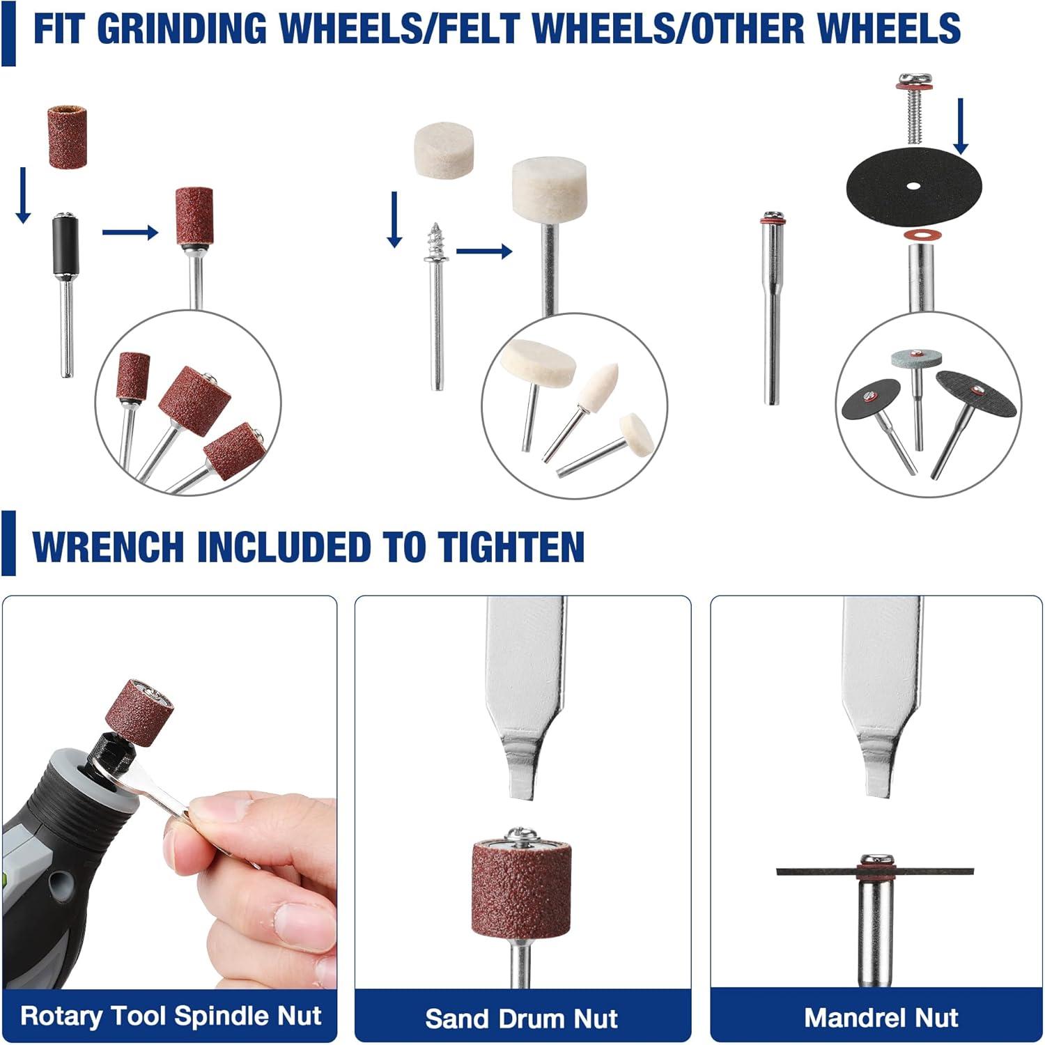 imageWORKPRO 476PCS Rotary Tool Accessories Kit Rotary Tool Bits for Easy Cutting Sanding Grinding Carving Polishing Drilling and Engraving476Piece Rotary Tool Attachments