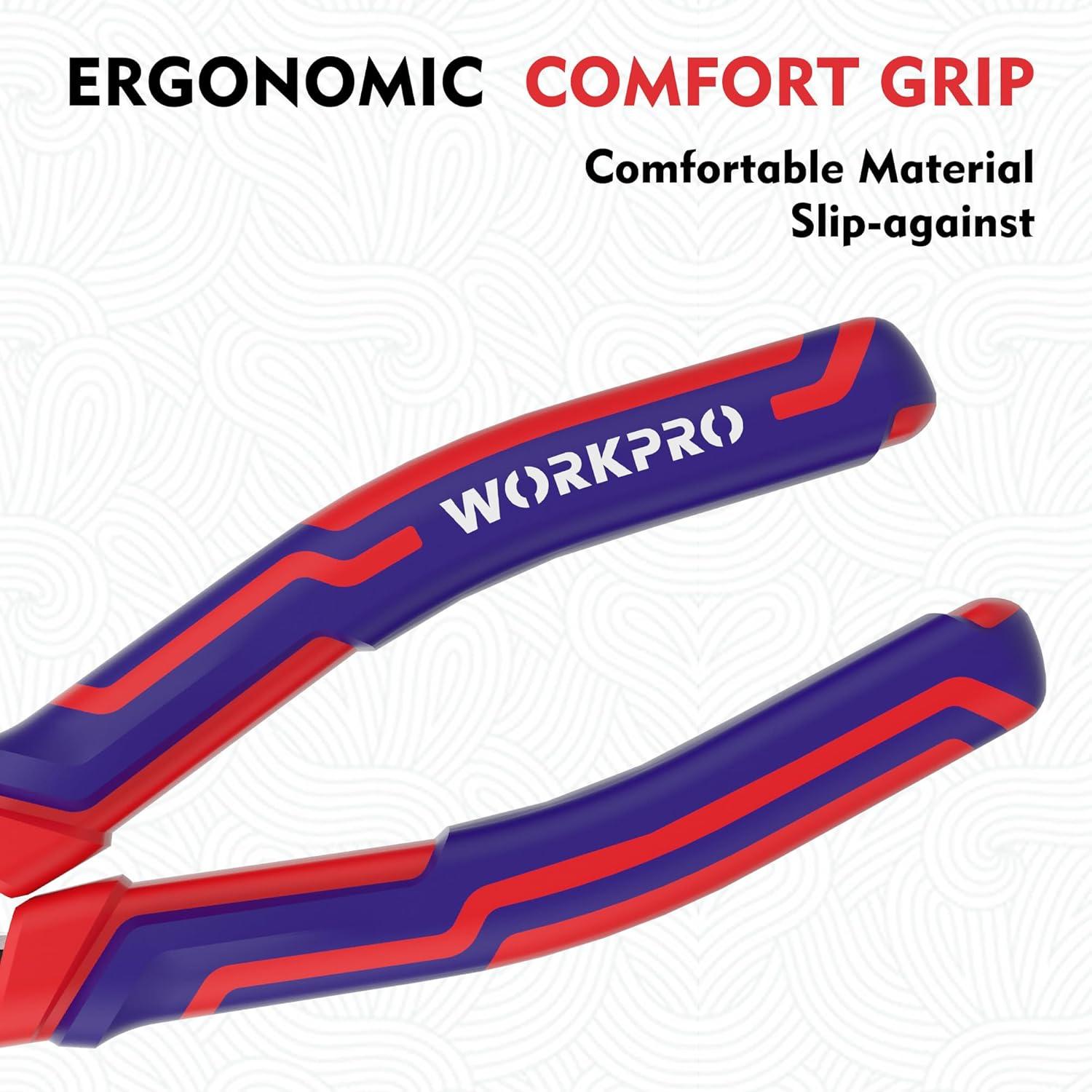 imageWORKPRO 6 Wire Cutters Heavy Duty CRV Steel Diagonal Pliers for Cutting Wires Craft Comfort Grip Handle6inch