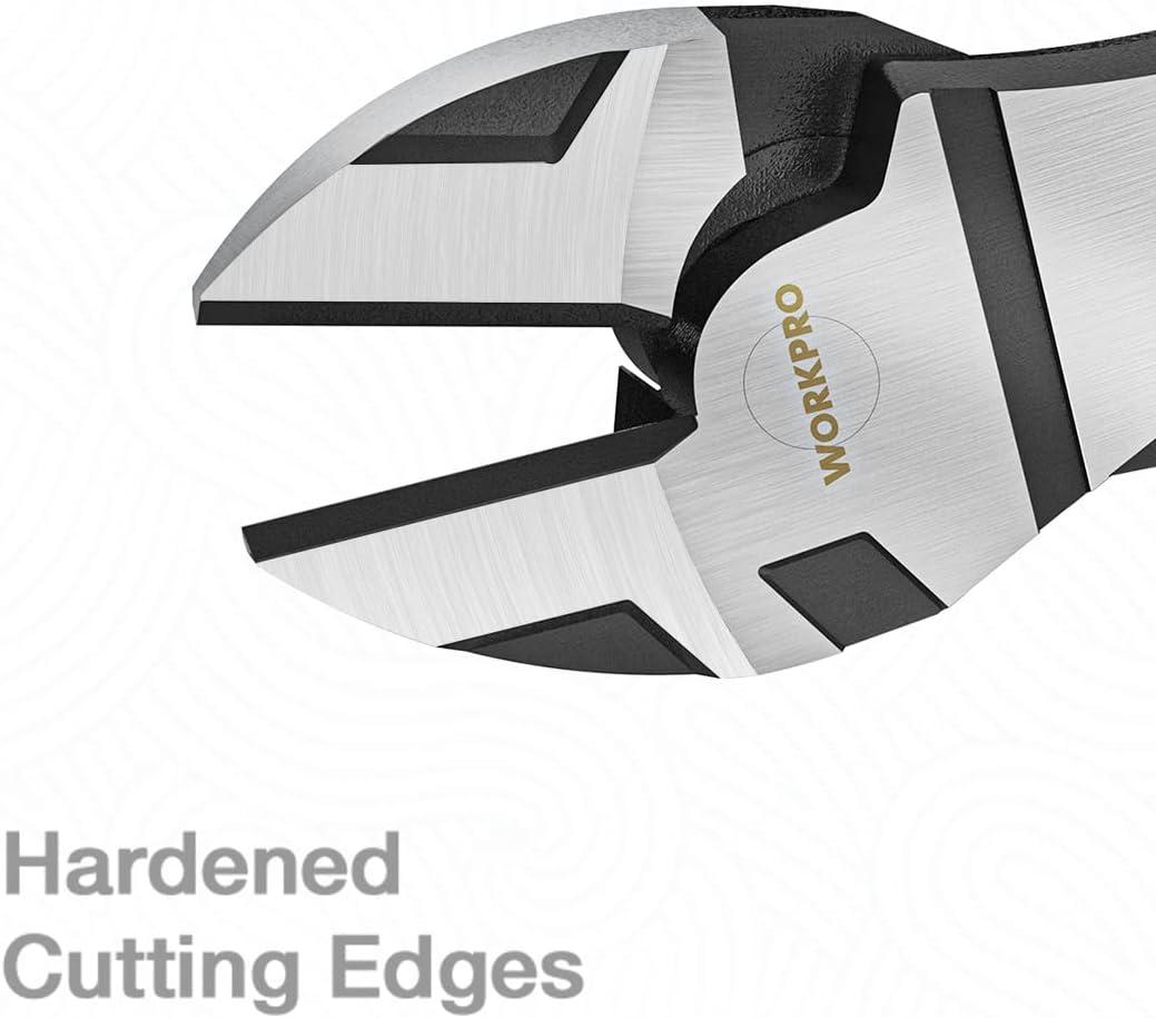 imageWORKPRO 6 Wire Cutters Heavy Duty CRV Steel Diagonal Pliers for Cutting Wires Craft Comfort Grip Handle7inch