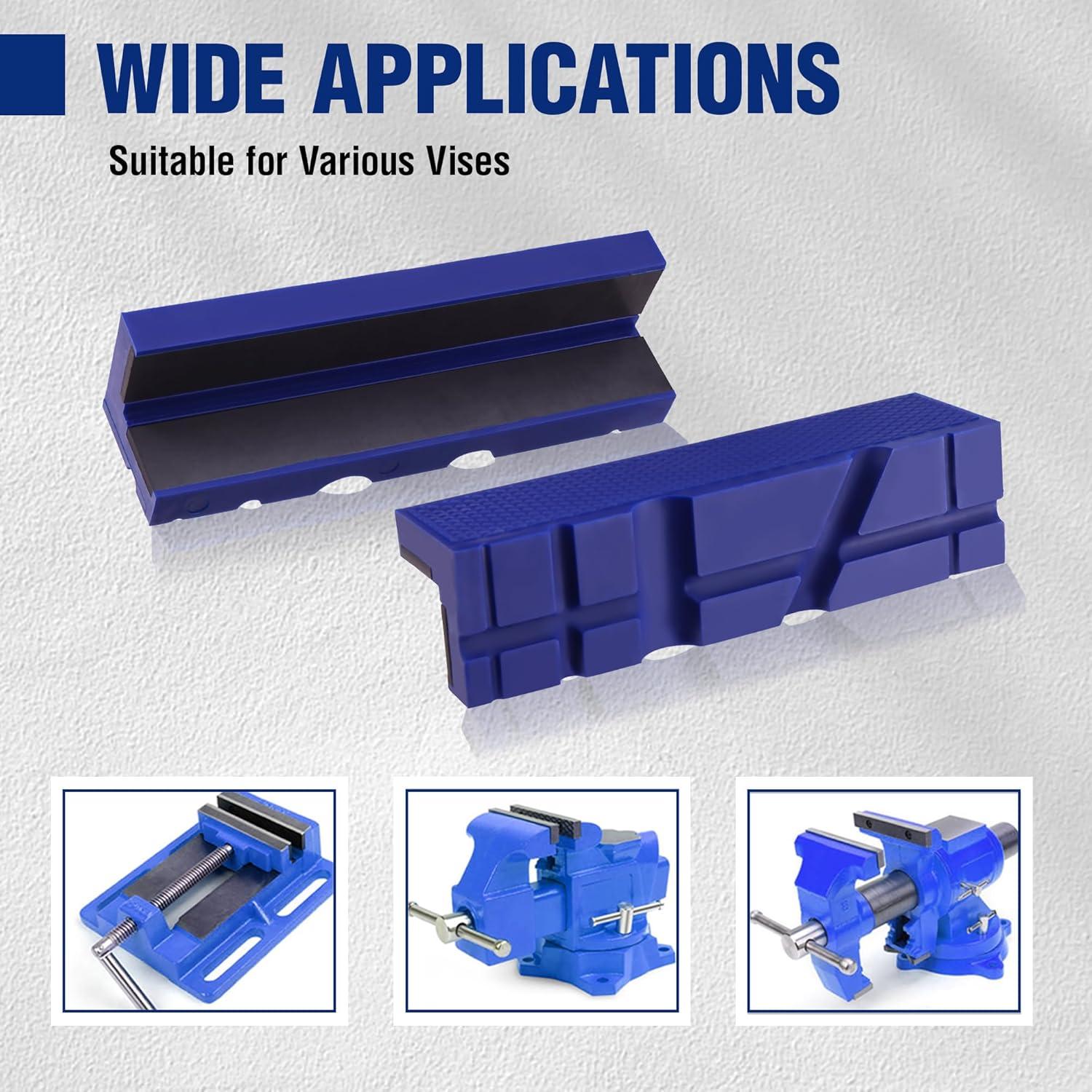 imageWORKPRO 6quot Magnetic Vise Jaw Pads TPU Soft Grips with DualSided VGroove ampamp Flat Design Ideal for Drill Press Bench Clamp Metalworking and Woodworking6