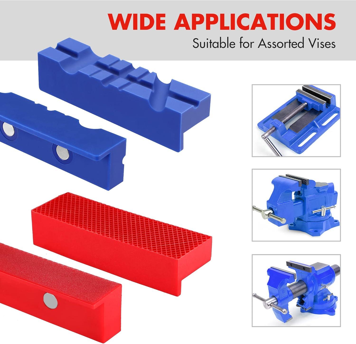 imageWORKPRO 6quot Magnetic Vise Jaw Pads TPU Soft Grips with DualSided VGroove ampamp Flat Design Ideal for Drill Press Bench Clamp Metalworking and Woodworking412