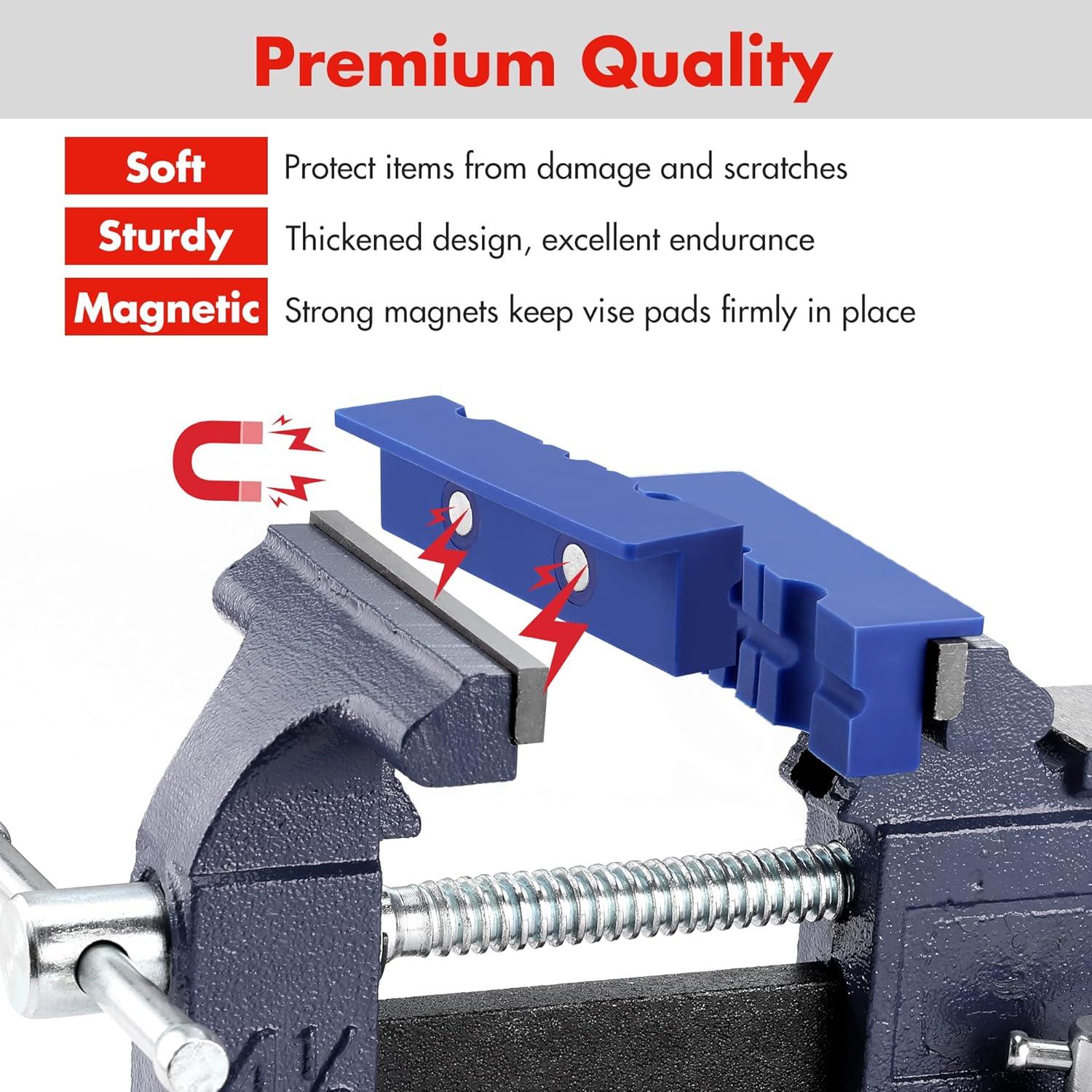imageWORKPRO 6quot Magnetic Vise Jaw Pads TPU Soft Grips with DualSided VGroove ampamp Flat Design Ideal for Drill Press Bench Clamp Metalworking and Woodworking412