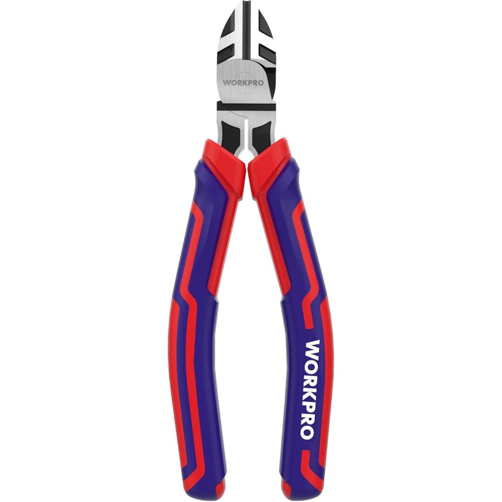 imageWORKPRO 6 Wire Cutters Heavy Duty CRV Steel Diagonal Pliers for Cutting Wires Craft Comfort Grip Handle6inch