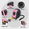 imageWORKPRO 25FT Tape Measure 18 Fractions Easy Read Measuring Tape Retractable Nylon Coating Measurement Tape Accuracy 132 Magnetic Hook Belt Clip Rubber Protective CasingPink