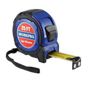 imageWORKPRO 25FT Tape Measure 18 Fractions Easy Read Measuring Tape Retractable Nylon Coating Measurement Tape Accuracy 132 Magnetic Hook Belt Clip Rubber Protective CasingBlue